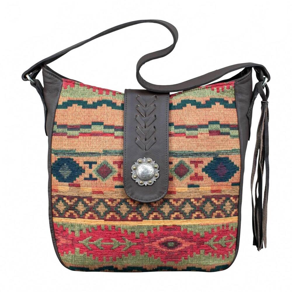 NEW AMERICAN WEST women's hand woven santa fe tapestry hobo bag in multi